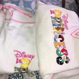 Pair of Disney princess sweatpants and hoodie